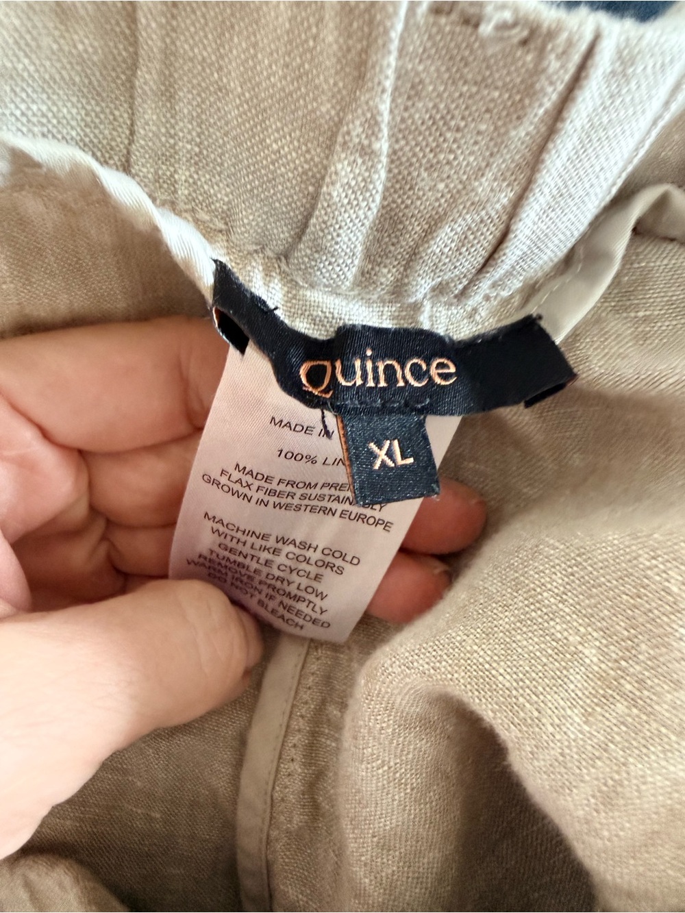 Quince Linen Wide Leg Pants natural. W pockets sz XL - Picture 4 of 4
